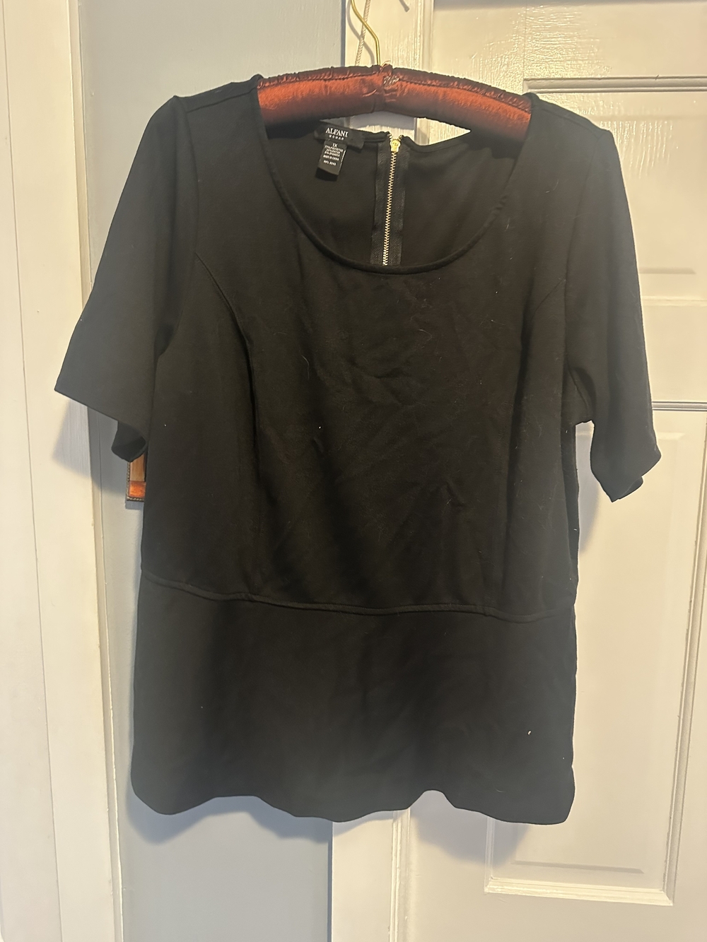 Alfani Black Short-Sleeve Peplum Top